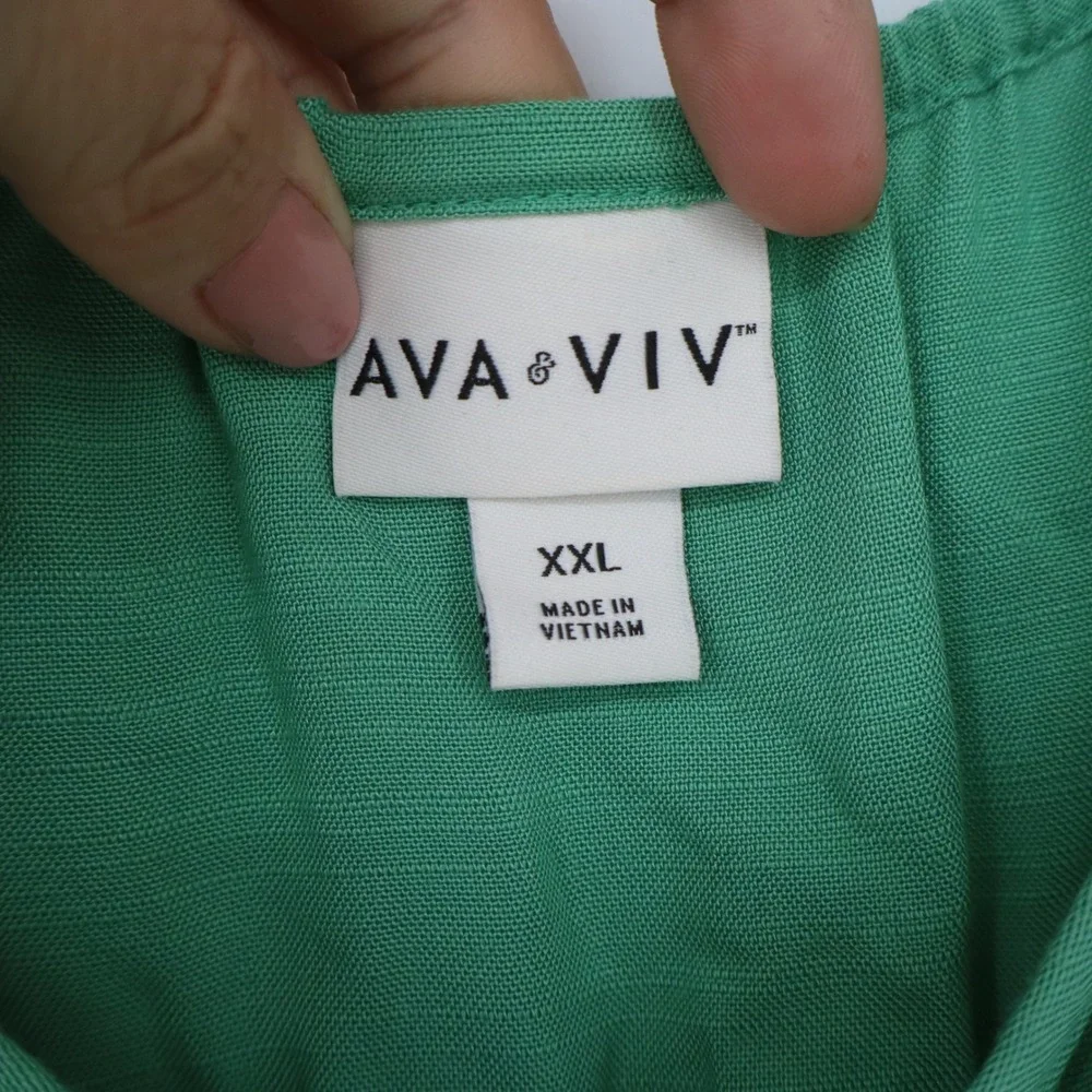 Ava & Viv Green Rayon Flutter Sleeve Maxi Dress XXL Sweetheart Neckline Boho - Picture 2 of 5
